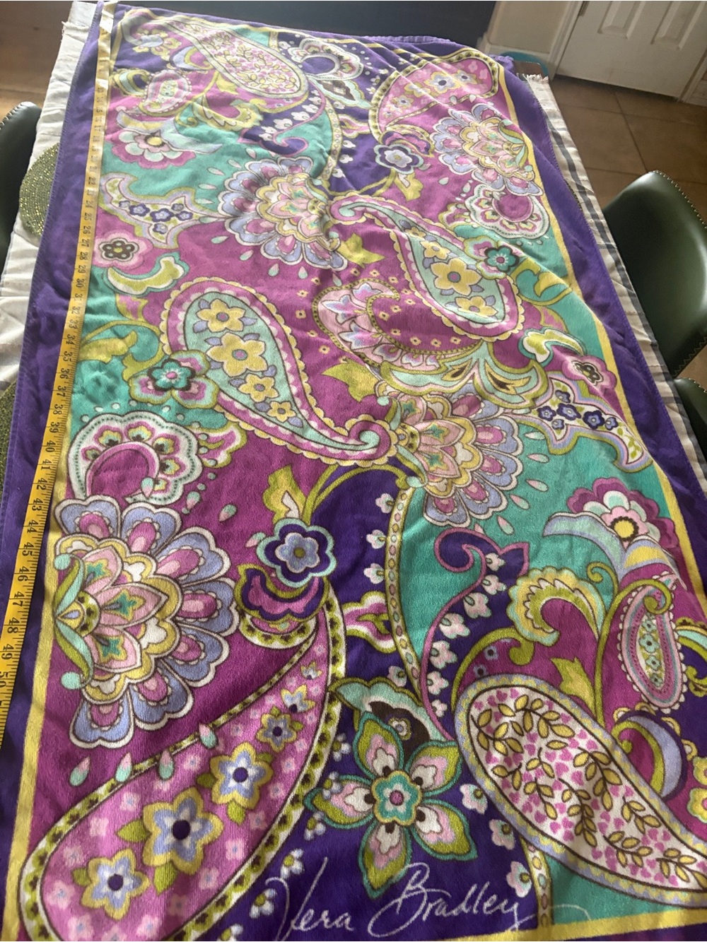 Vera Bradley Paisley Floral Beach Towel in Purple, Teal, Yellow, Pink